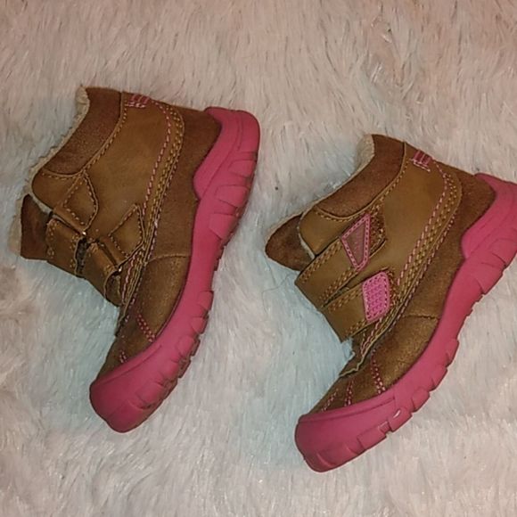 🌈Jam brown pink sheepskin fur baby snow boots sz9 - Picture 3 of 6